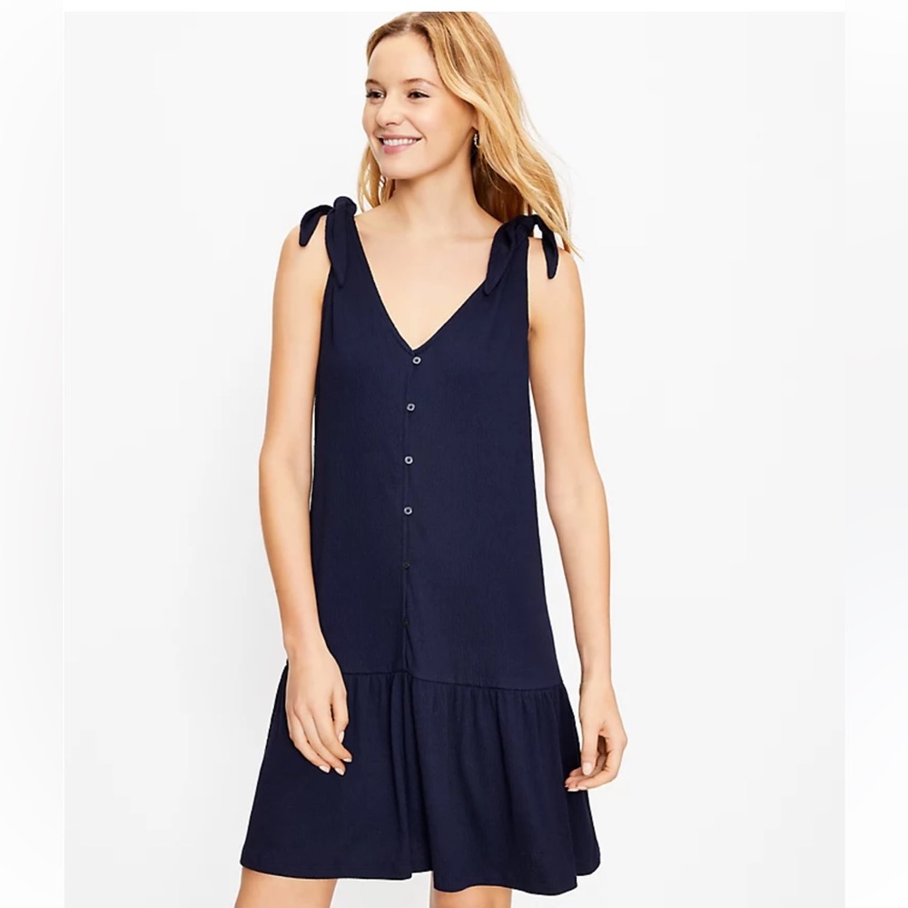 Loft Bow Strap Button Flounce
Dress